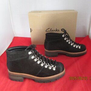 Clarks Orianna Alpine Leather Hiking Boots $170 - US Size 6 1/2 - Black - 1304
